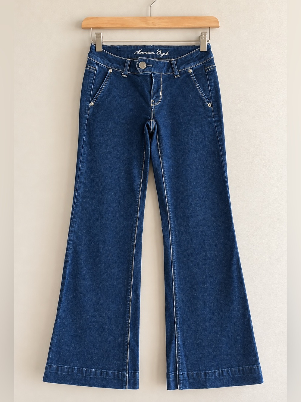 American Eagle Trouser Flare Jeans Dark Wash Wide Leg Y2K Stretch | Size 0/26